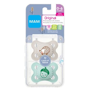 MAM Original 0-6M 2-Pack Decorated Pacifiers in Matte Green/Beige. View a larger version of this product image.