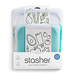 Stasher® 3-Pack Sandwich Food Storage Containers in Clear/Aqua