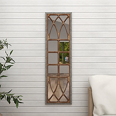 Ridge Road Decor 52-Inch x 15-Inch Wood Window-Inspired Framed Wall Mirror. View a larger version of this product image.