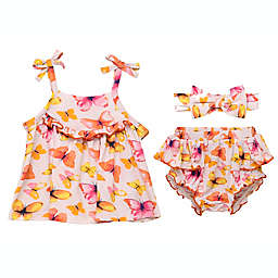 Baby Starters® Size 3M 3-Piece Butterfly Dress, Diaper Cover, and Headband Set in Yellow