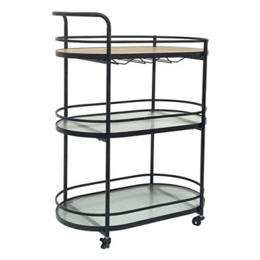 Studio 3B&trade; 3-Tier Oval Metal Bar Cart in Black. View a larger version of this product image.