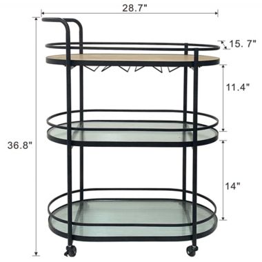 Studio 3B&trade; 3-Tier Oval Metal Bar Cart in Black. View a larger version of this product image.