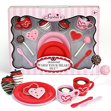 Sophia&#39;s by Teamson Kids 12-Piece Warm Your Heart Hot Cocoa Doll Playset in Pink/Red. View a larger version of this product image.
