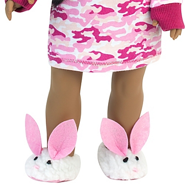 Sophia&#39;s by Teamson Kids Sherpa Bunny Slippers in White. View a larger version of this product image.