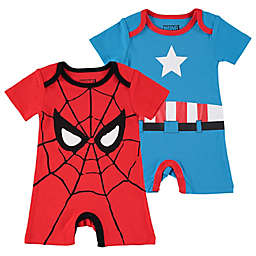 Marvel® Size 12M 2-Pack Spiderman & Captain America Romper Set