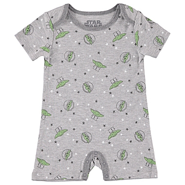 Star Wars&reg; Size 18M 2-Pack Baby Yoda Romper Set in Grey. View a larger version of this product image.