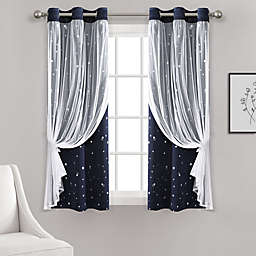 Lush Decor Star 63-Inch Layered Grommet Blackout Window Curtain Panels in Light Grey (Set of 2)