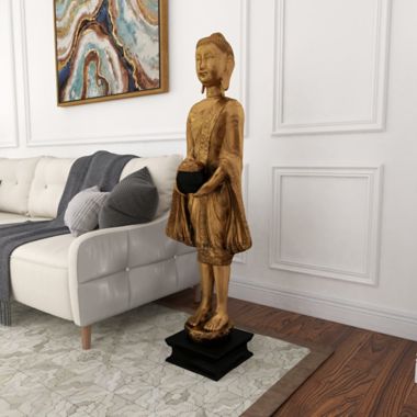Ridge Road D&eacute;cor Standing Buddha Statue in Gold. View a larger version of this product image.