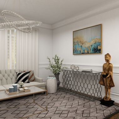 Ridge Road D&eacute;cor Standing Buddha Statue in Gold. View a larger version of this product image.