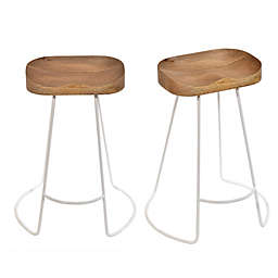 Carolina Chair & Table Saga Counter Stools in White/Natural (Set of 2)