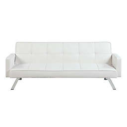 Carolina Chair & Table Nario Faux Leather Convertible Sleeper Sofa in White