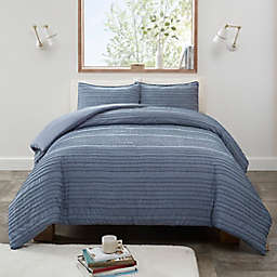 UGG® Devon 2-Piece Reversible Twin/Twin XL Comforter Set in Blue Clipped Stripe