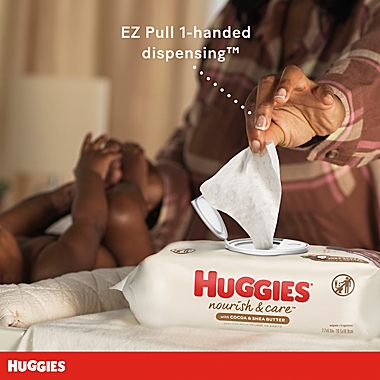 Huggies&reg; Nourish & Care&trade; 168-Count Cocoa and Shea Butter Sensitive Baby Wipes. View a larger version of this product image.
