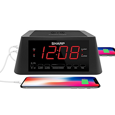 Sharp&reg; Qi Wireless Charging Power Station Alarm Clock. View a larger version of this product image.