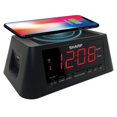 Sharp&reg; Qi Wireless Charging Power Station Alarm Clock
