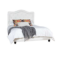 Leffler Home Allure King Diamond-Pleated Upholstered Panel Bed in White