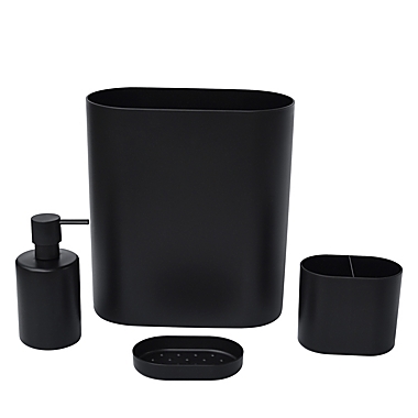Simply Essential&trade; 4-Piece Bath Accessories Set in Black. View a larger version of this product image.