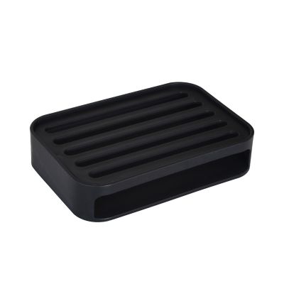 Silicone Soap Holder Non Slip Soap Dish Box Tray Draining Rack Shower Black 