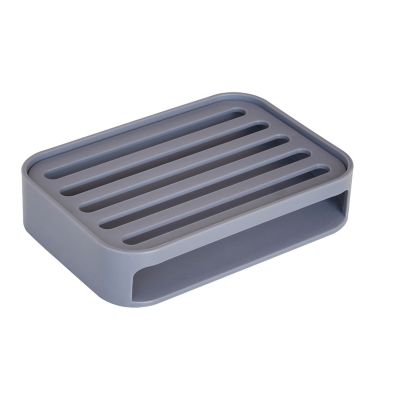 Suede Gray Grey Ceramic Soap Dish Tray Tub Silver Washcloth Holder Grab Bar 