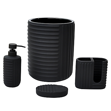 Studio 3B&trade; Rubber Lines Toothbrush Holder in Tuxedo. View a larger version of this product image.