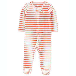 carter's® Newborn Striped Terry Zip-Up Sleep & Play Footie in Orange