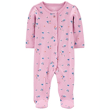 carter&#39;s&reg; Size 3M Floral Long Sleeve Snap-Up Sleep &amp; Play Footie in Purple. View a larger version of this product image.