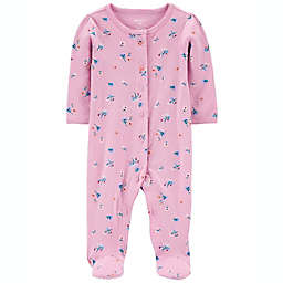 carter's® Size 3M Floral Long Sleeve Snap-Up Sleep & Play Footie in Purple