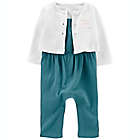 Alternate image 0 for carter&#39;s&reg; Size 3M 2-Piece Gauze Denim Jumpsuit and Cardigan Set in Turquoise