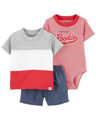 carter&#39;s&reg; 3-Piece Rookie of the Year T-Shirt, Bodysuit, and Short Set in Red