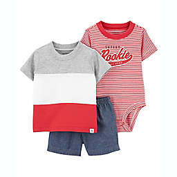 carter's® 3-Piece Rookie of the Year T-Shirt, Bodysuit, and Short Set in Red