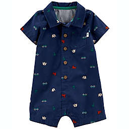 carter's® Size 18M Chambray Polo Romper in Navy