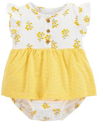 carter&#39;s&reg; Size 24M Floral Bodysuit Dress in Yellow
