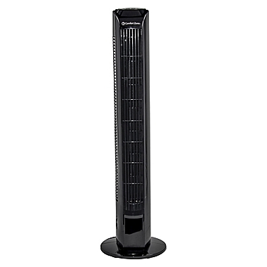 Comfort Zone&reg; 31-Inch Oscillating Tower Fan with Remote in Black. View a larger version of this product image.