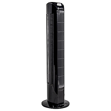 Comfort Zone&reg; 31-Inch Oscillating Tower Fan with Remote in Black. View a larger version of this product image.