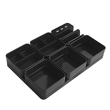 Simply Essential&trade; 7.1-Inch x 10.8-Inch USB Charging Desk Organizer in Black. View a larger version of this product image.