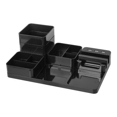 Simply Essential&trade; 7.1-Inch x 10.8-Inch USB Charging Desk Organizer in Black. View a larger version of this product image.