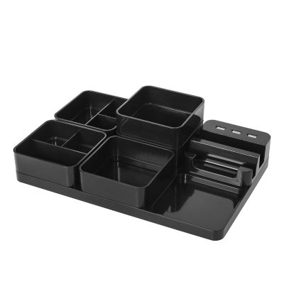 Simply Essential&trade; 7.1-Inch x 10.8-Inch USB Charging Desk Organizer in Black