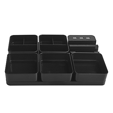 Simply Essential&trade; 7.1-Inch x 10.8-Inch USB Charging Desk Organizer in Black. View a larger version of this product image.