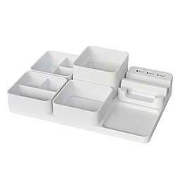 Simply Essential™ 7.1-Inch x 10.8-Inch USB Charging Desk Organizer in Bright White