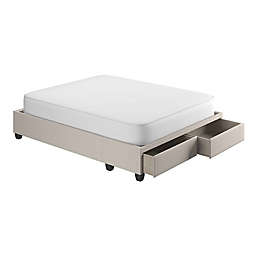 E-Rest Maille Queen Faux Leather Upholstered Platform Storage Bed Frame in White