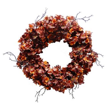 Bee & Willow&trade; 20-Inch Hydrangea Wreath in Burgundy. View a larger version of this product image.