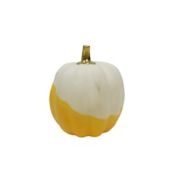 H for Happy&trade; 6-Inch Small Color Block Pumpkin Decoration in White/Yellow
