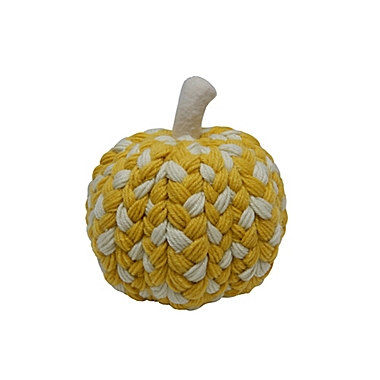 H for Happy&trade; 7.5-Inch Textured Woven Pumpkin Decoration in Yellow. View a larger version of this product image.