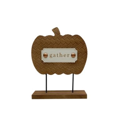 Bee &amp; Willow&trade; Pumpkin &quot;Gather&quot; Tapletop Sign Fall Decoration in Brown
