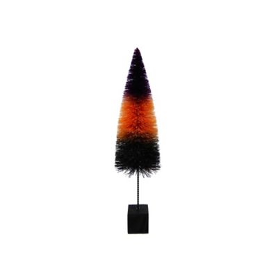H for Happy&trade; 9.25-Inch Small Halloween Bottle Brush Tree Decoration in Purple/Orange