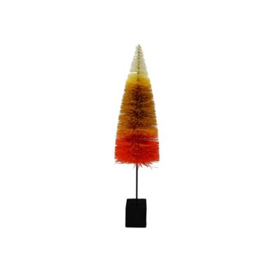 H for Happy&trade; 9.25-Inch Small Halloween Bottle Brush Tree Decoration in White/Orange. View a larger version of this product image.