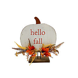 Bee & Willow™ 17-Inch "Hello Fall" Pumpkin Tabletop Sign in White