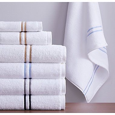 Everhome&trade; Egyptian Baratta Stripe Hand Towel in Sleet. View a larger version of this product image.