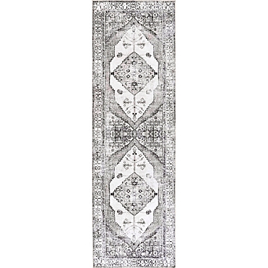 nuLOOM Gladys Machine Washable Vintage Medallion 2&#39;6 x 8&#39; Runner in Grey. View a larger version of this product image.