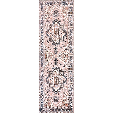 nuLOOM Sasha Machine Washable 2&#39;6 x 8&#39; Medallion Runner in Pink. View a larger version of this product image.